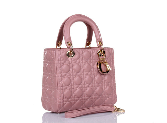 lady dior lambskin leather bag 6322 pink with gold hardware